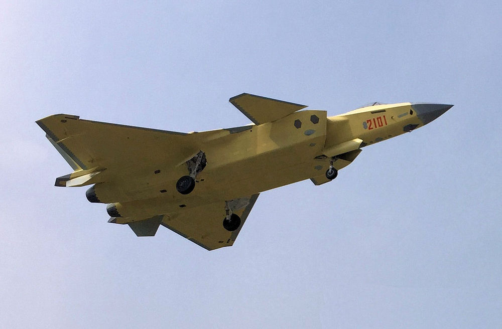 J-20 with yellow primer, prior to being handed over to the People's liberation Army Air Force.