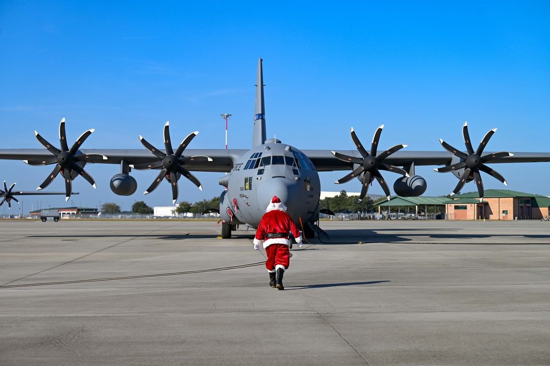 Santa Claus Inspecting Aircraft