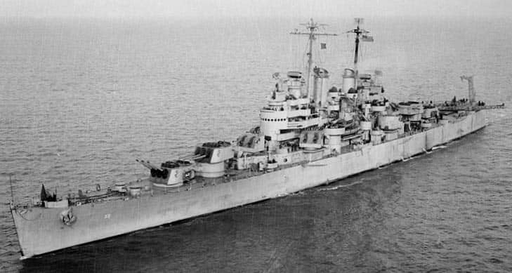 Cleveland-Class Cruiser at Sea