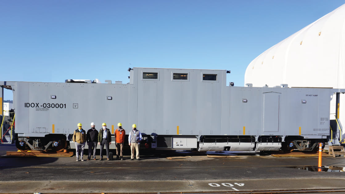 Rear view of the U.S. Navy Rail Car